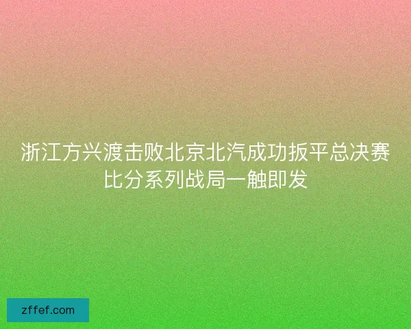浙江方兴渡击败北京北汽成功扳平总决赛比分系列战局一触即发